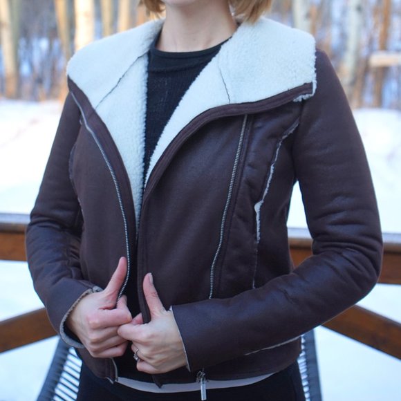 Women's MICHAEL Michael Kors Faux Shearling Jacket in Brown size S - Picture 1 of 6